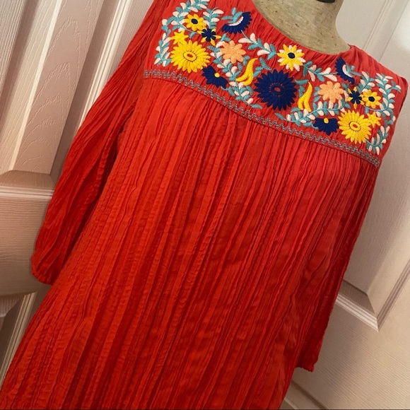 Label by Five Twelve Red Blue Yellow Floral Embroidered 3/4 Sleeve Boho Dress - Picture 3 of 7